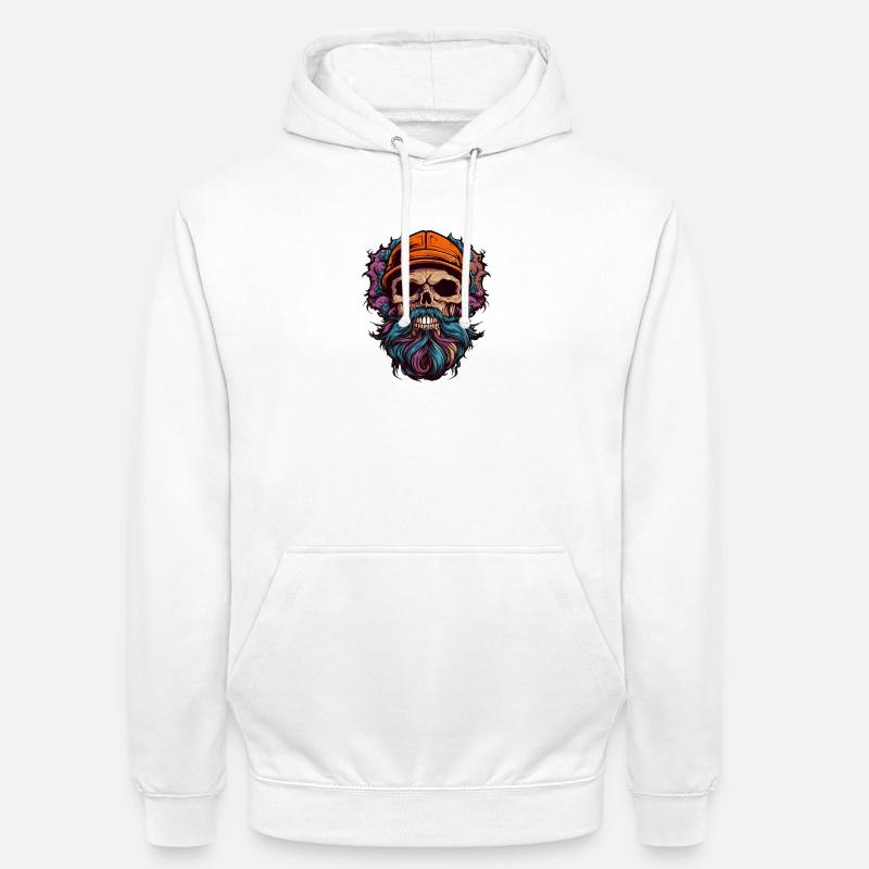Totenkopf mit Bart - Unisex Hoodie - Weiß