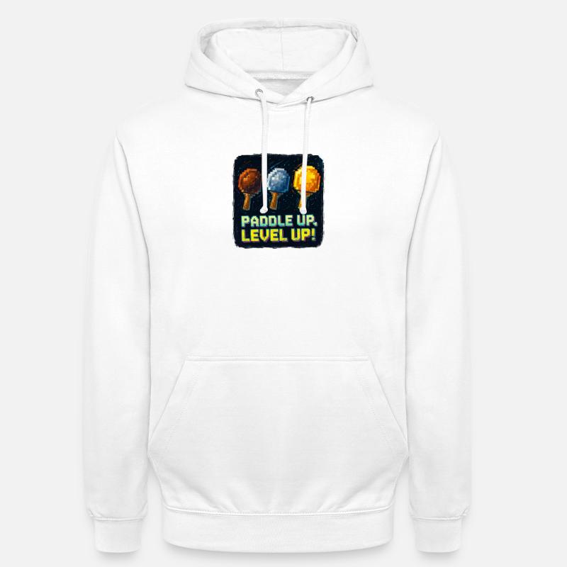 Paddle Up, Level Up Ping Pong - Sweat-shirt à capuche unisexe - blanc