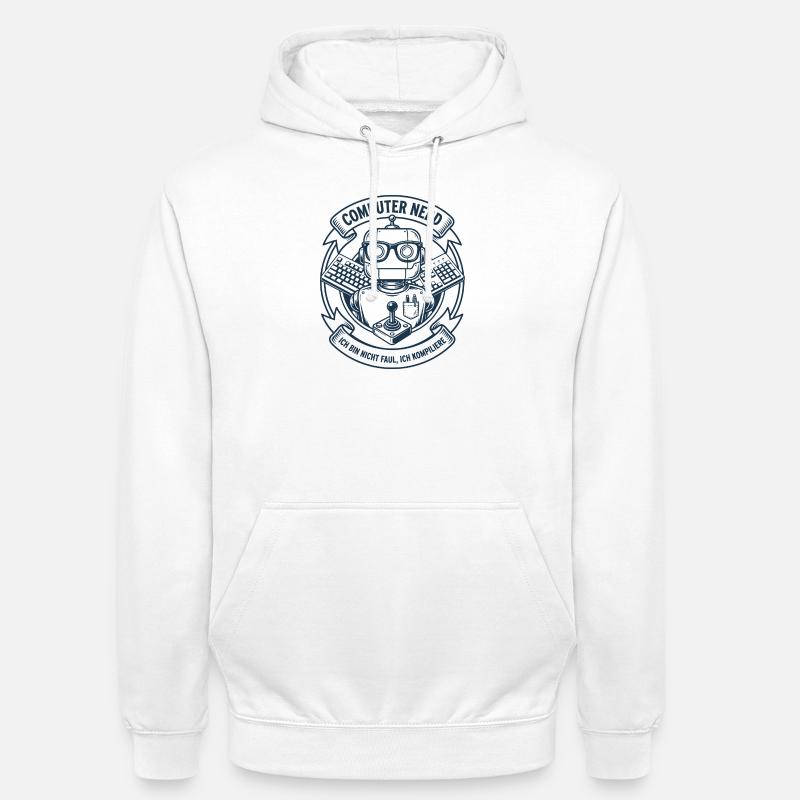 Logo du robot nerd informatique - Sweat-shirt à capuche unisexe - blanc