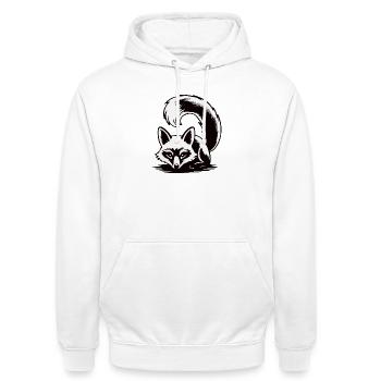 Lunar Fox Silhouette - Unisex Hoodie - Weiß - Vorne - AI Model Male 185 dark (185cm) & AI Model Female 172 dark (172cm)