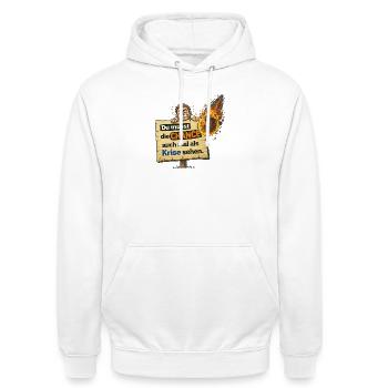 Chance als Krise Spruch Design - Unisex Hoodie - Weiß - Vorne - AI Model Male 185 dark (185cm) & AI Model Female 172 dark (172cm)