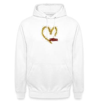 Golden Heart Sparkle Anniversary Illustration - Unisex Hoodie - Weiß - Vorne - AI Model Male 185 dark (185cm) & AI Model Female 172 dark (172cm)