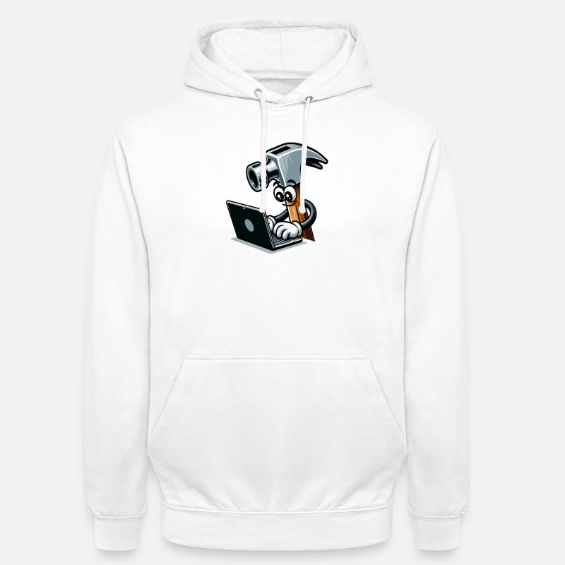 HammerCode : l’outil rencontre les bits - Sweat-shirt à capuche unisexe - blanc