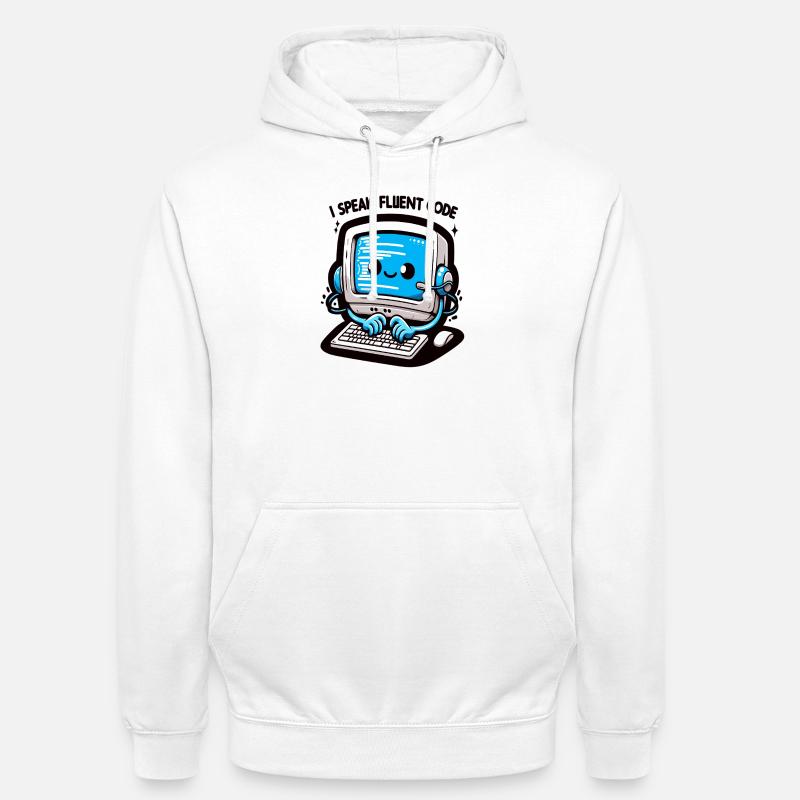 I Speak Fluent Code Retro Computer - Unisex Hoodie - white