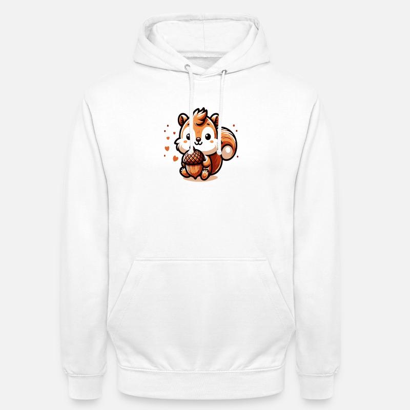 Süßes Eichhörnchen mit Herz-Eichel - Unisex Hoodie - Weiß
