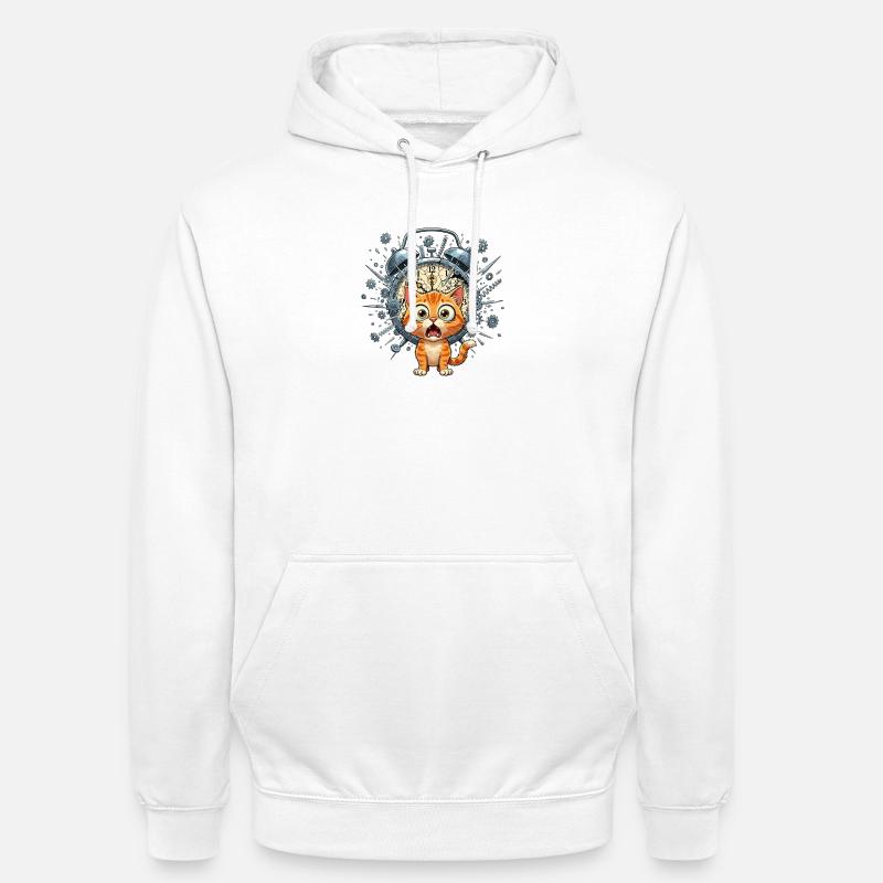 Chat steampunk devant Clockwork - Sweat-shirt à capuche unisexe - blanc