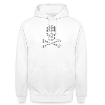 Skull Dollar Dots Crossbones  - Unisex Hoodie - white - Front - AI Model Male 185 dark (185cm) & AI Model Female 172 dark (172cm)