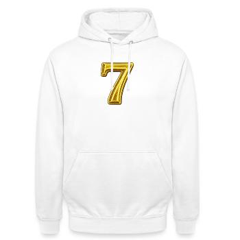 Golden Seven Gloss Design - Sweat-shirt à capuche unisexe - blanc - Devant - AI Model Male 185 dark (185cm) & AI Model Female 172 dark (172cm)