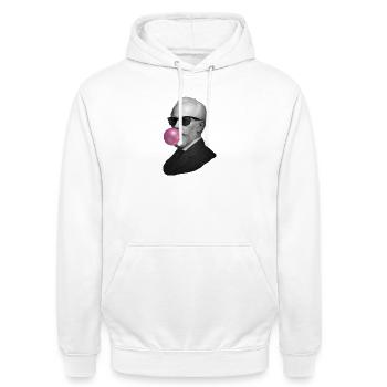 Retro Gentleman with Bubblegum - Unisex Hoodie - white - Front - AI Model Male 185 dark (185cm) & AI Model Female 172 dark (172cm)