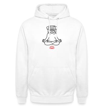 Mops Hund Zen Ausmalbild - Unisex Hoodie - Weiß - Vorne - AI Model Male 185 dark (185cm) & AI Model Female 172 dark (172cm)