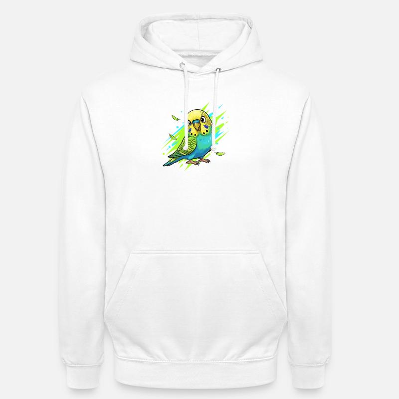 Neon Wellensittich Farbexplosion - Unisex Hoodie - Weiß