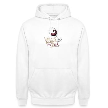 Wine is Baden for happiness Baden wine saying - Unisex Hoodie - white - Front - AI Model Male 185 dark (185cm) & AI Model Female 172 dark (172cm)