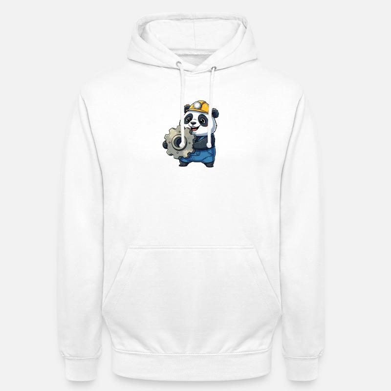 Panda Construction Worker with Gear - Unisex Hoodie - white