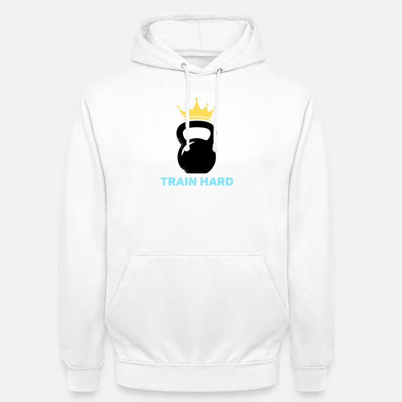Kugelhantel Krone Train Hard - Unisex Hoodie - Weiß