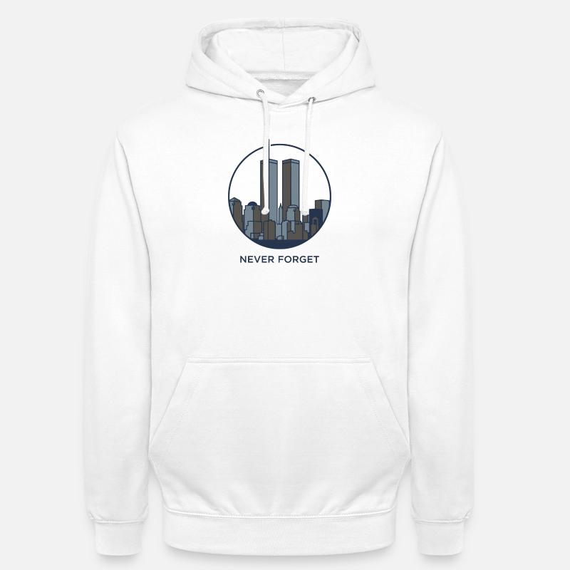Promemoria per lo skyline Never Forget - Felpa con cappuccio unisex - bianco