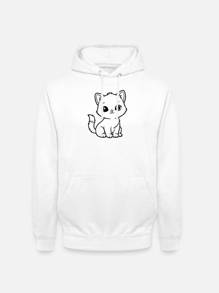 Cute Baby Cat – Black & White Kitten - Unisex Hoodie - white