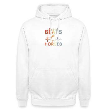 Ich liebe Reiten - Unisex Hoodie - Weiß - Vorne - AI Model Male 185 dark (185cm) & AI Model Female 172 dark (172cm)