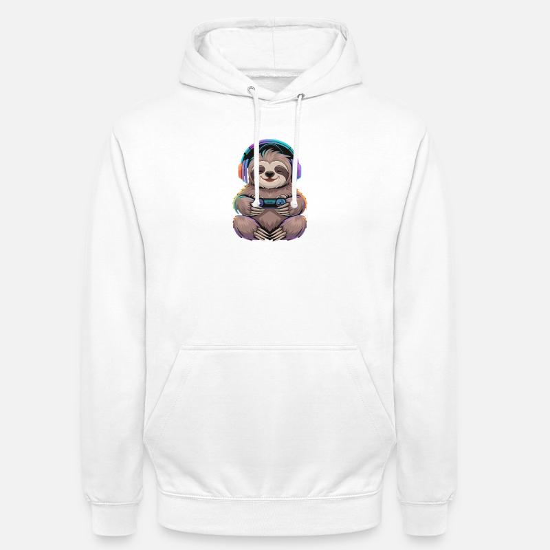  Faultier Gamer Mit Controller Und Bunter - Unisex Hoodie - Weiß