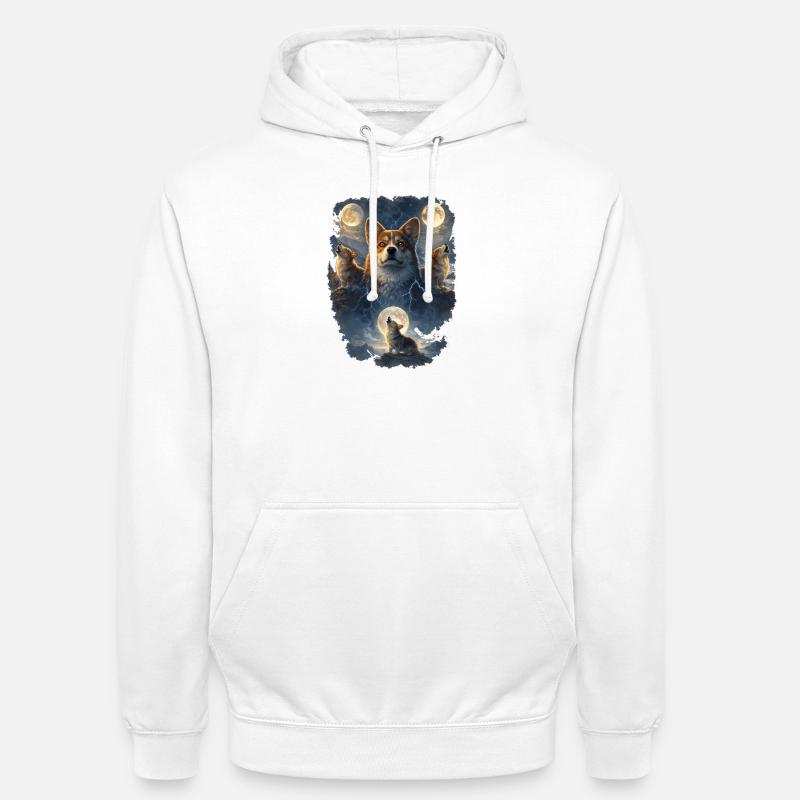 Corgi delle Tre Lune. - Felpa con cappuccio unisex - bianco
