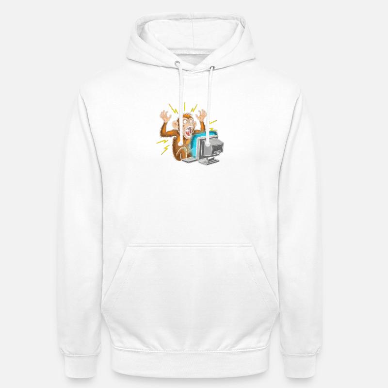 Monkey Computer Outbreak - Unisex Hoodie - white