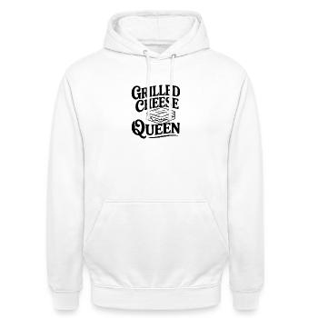 Königin des gegrillten Käses - Unisex Hoodie - Weiß - Vorne - AI Model Male 185 dark (185cm) & AI Model Female 172 dark (172cm)