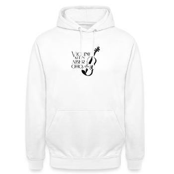 Violin - Small but Mighty Funny Saying for Violin - Unisex Hoodie - white - Front - AI Model Male 185 dark (185cm) & AI Model Female 172 dark (172cm)