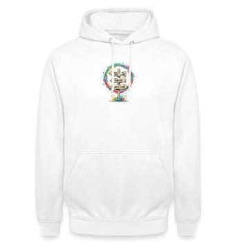 Sentiers des îles tropicales Signaling - Sweat-shirt à capuche unisexe - blanc - Devant - AI Model Male 185 dark (185cm) & AI Model Female 172 dark (172cm)