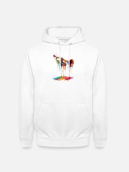 Trumpet with dripping paint - Unisex Hoodie - white