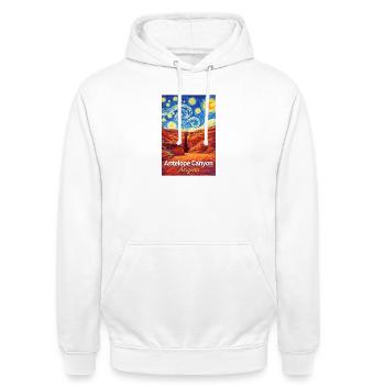 Antelope Canyon, Arizona – Nuit étoilée - Sweat-shirt à capuche unisexe - blanc - Devant - AI Model Male 185 dark (185cm) & AI Model Female 172 dark (172cm)