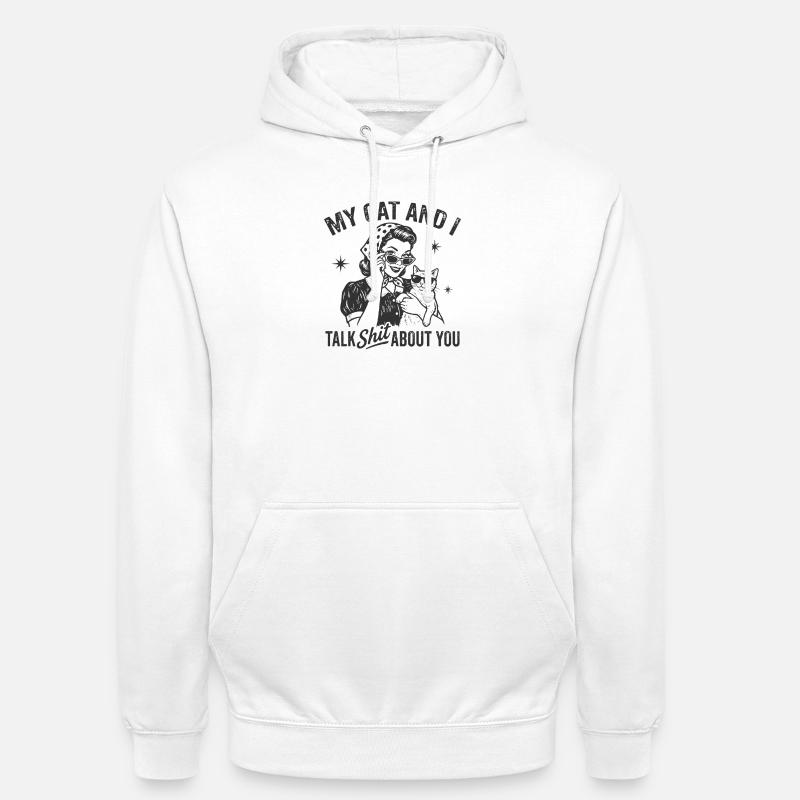 Katzengespräch im Retrostil Lästern Geschenk - Unisex Hoodie - Weiß