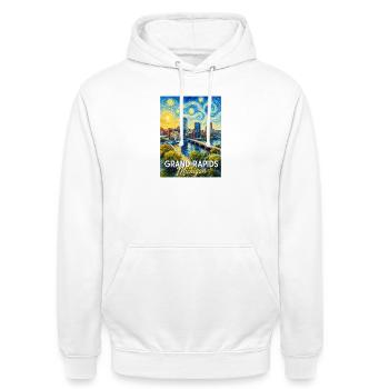 Nuit étoilée à Grand Rapids, Michigan - Sweat-shirt à capuche unisexe - blanc - Devant - AI Model Male 185 dark (185cm) & AI Model Female 172 dark (172cm)