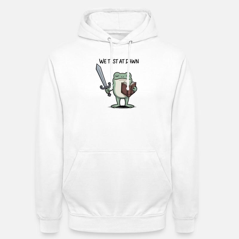 Chevalier Grenouille de l’Aube : Épée & Livre - Sweat-shirt à capuche unisexe - blanc
