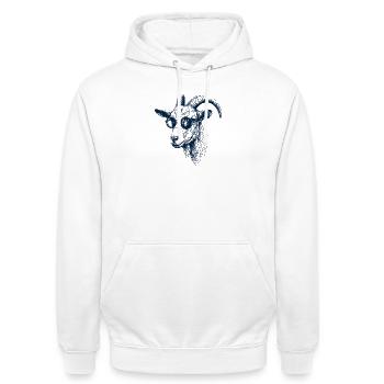 Großartige Ziege - Unisex Hoodie - Weiß - Vorne - AI Model Male 185 dark (185cm) & AI Model Female 172 dark (172cm)