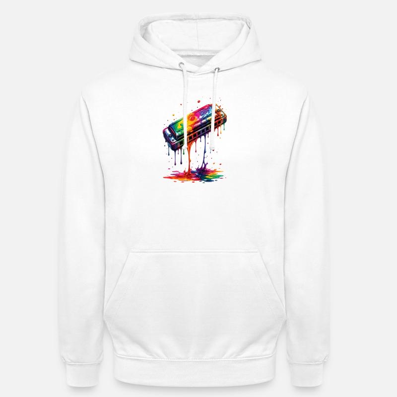 Harmonica with dripping paint - Unisex Hoodie - white