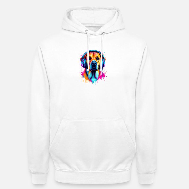 Labrador mit Kopfhörer - Unisex Hoodie - Weiß