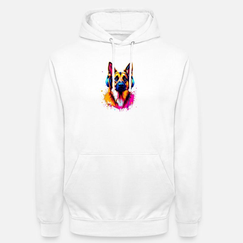 Deutscher Schäferhund mit Kopfhörer - Unisex Hoodie - Weiß