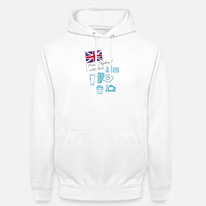 EXANGLIA (Texte bleu + gris) - Sweat-shirt à capuche unisexe - blanc