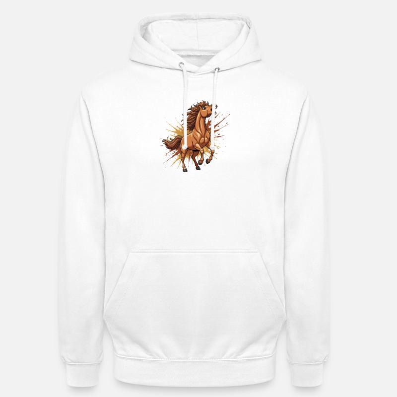 Wildes Pferd im Farbschwall - Unisex Hoodie - Weiß