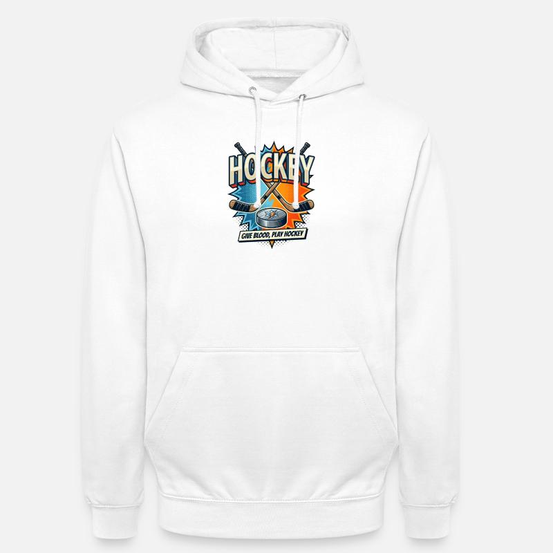 Retro Eishockey Schläger Puck Comic - Unisex Hoodie - white