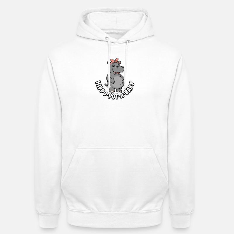 Schwangere Mutter Nilpferd-Topf-ein-Baby Nilpferd - Unisex Hoodie - Weiß