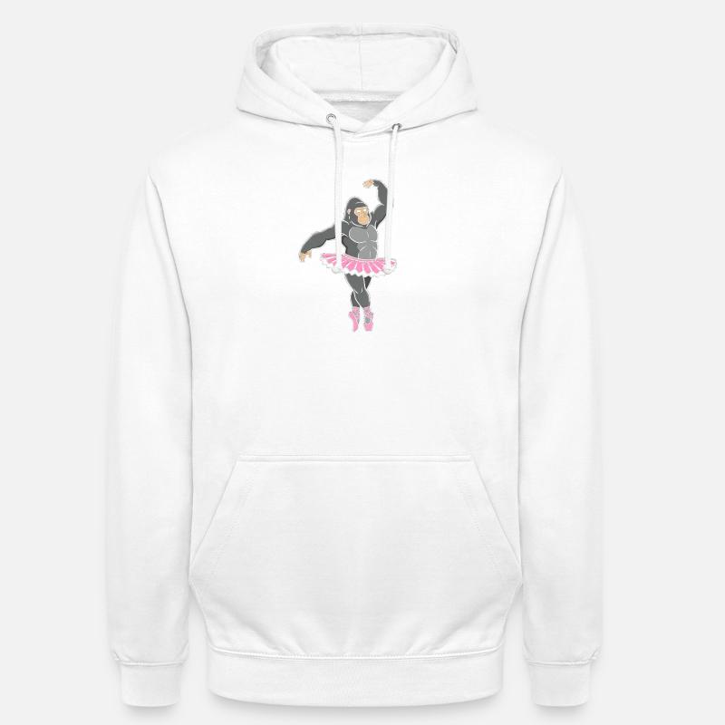 Gorille en tutu rose dansant - Sweat-shirt à capuche unisexe - blanc