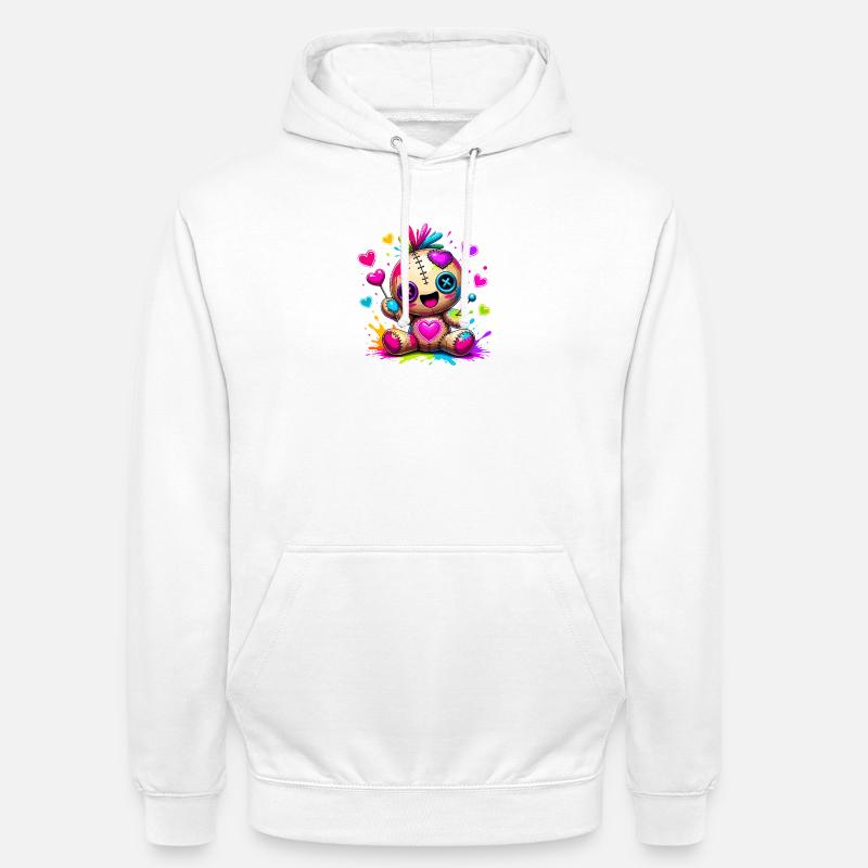 Patchwork-Kuscheltier mit Neonherzen - Unisex Hoodie - Weiß