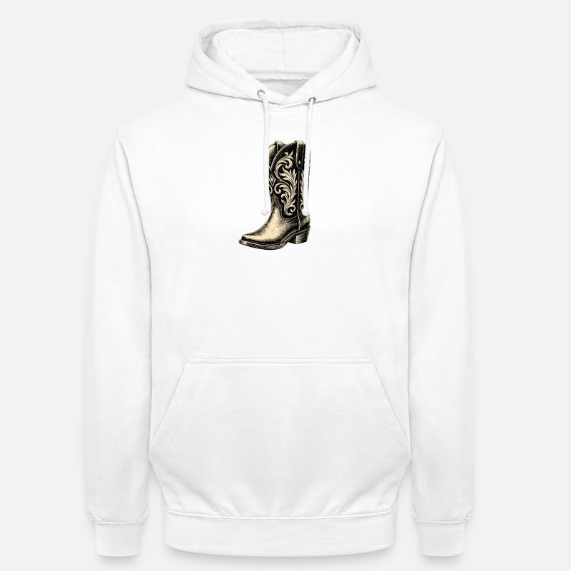 Bottes de cowboy - Sweat-shirt à capuche unisexe - blanc