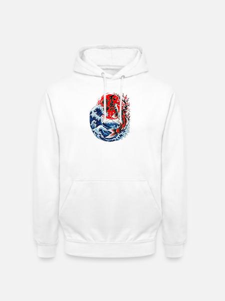 Koi Wellen Zen Motiv - Unisex Hoodie - Weiß