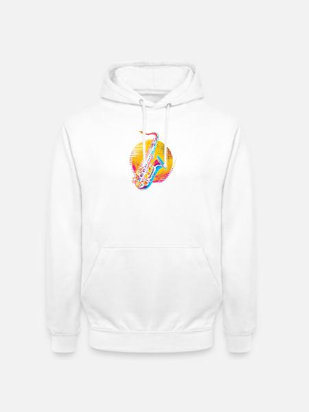 Saxophon Synthwave - Unisex Hoodie - Weiß