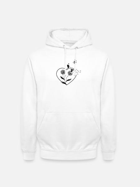 Schmetterlingdesign Pusteblumen Wiese Herzen Feen - Unisex Hoodie - Weiß