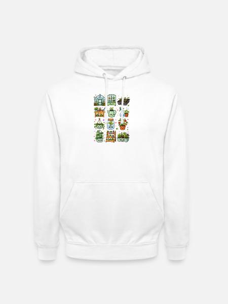 Kawaii Gewächshaus | Gärtnern & Pflanzen - Unisex Hoodie - Weiß