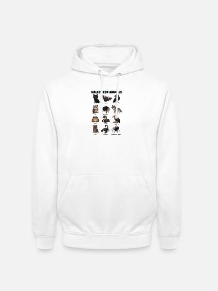 Halloween Tierdiagramm Schwarze Katze Fledermaus - Unisex Hoodie - Weiß