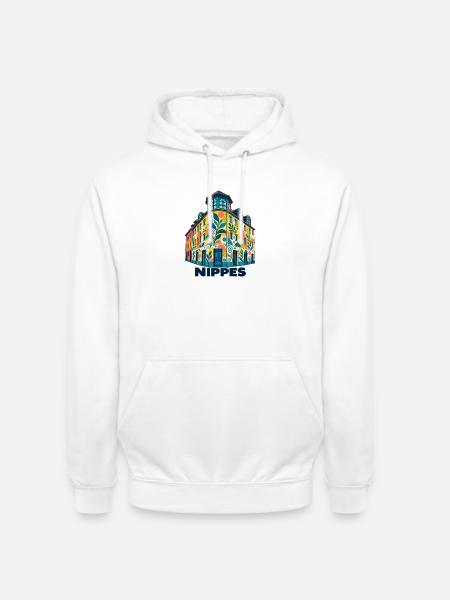 Nippes Eckhaus mit Schrift - Unisex Hoodie - Weiß