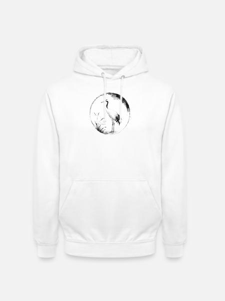 Mondkranich-Spiegelung - Unisex Hoodie - Weiß